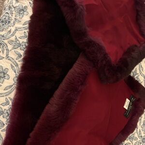 Salvatore Ferragamo Rich Burgundy Faux Fur Cape